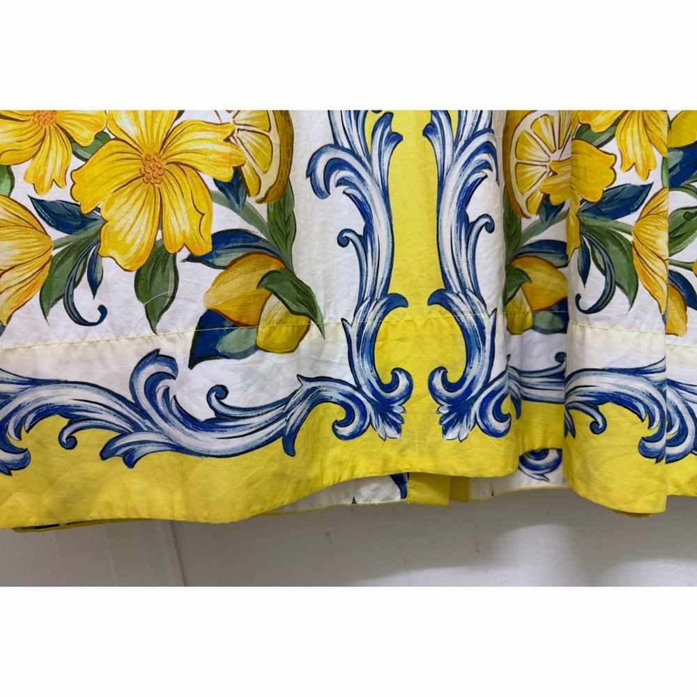 NWT Farm Rio Sicily Scarf Lemon Print Maxi Dress Yellow Fruit Flutter Sleeve M - Picture 12 of 12